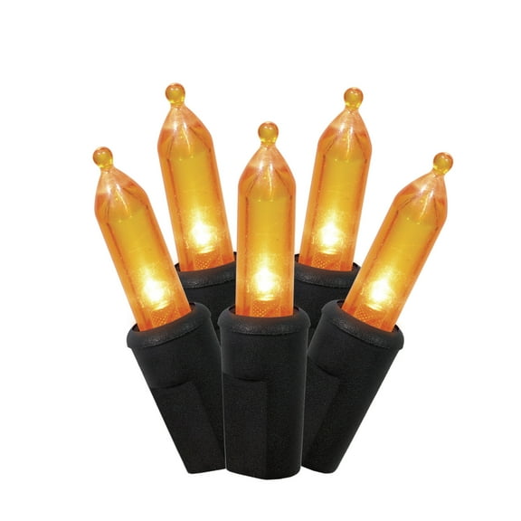 Orange Lights, 50CT, LED Minis, 9.5ft, Halloween Indoor/Outdoor, by Way To Celebrate
