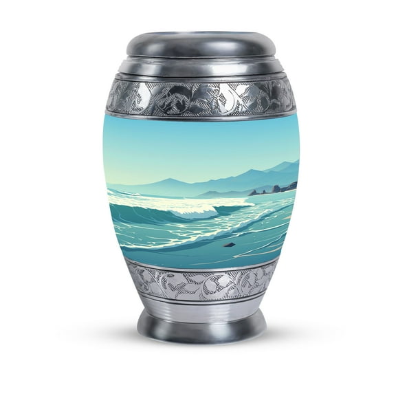 Serene Beachside Mountains Small Sunset Urns, Keepsake Urns For Human Ashes, Urn For Ashes For Women, Decorative Urns For Men Ashes, Burial Urns For Human Ashes, Miniature Urn 3 Inch, Pack Of 1