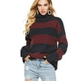 thumbnail image 2 of Womens Loose Fit Turtle Neck Stripe Sweaters, 2 of 4