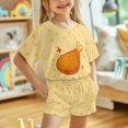 thumbnail image 4 of Uourmeti Fried Chicken Leg Pajamas Outfits Set for Girls Loungewear Short Sleeve Tops with Elastic Shorts Summer Two Piece Tank Tee and Knee Length Pants with Side Pockets Sets, 4 of 5