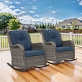 thumbnail image 5 of Giantfurnni Wicker Patio Rocking Chairs Set of 2,High Back Rocking Chair with Cushions, Patio Rocker Chair Set for Porch,Blacony,Yard, 5 of 9