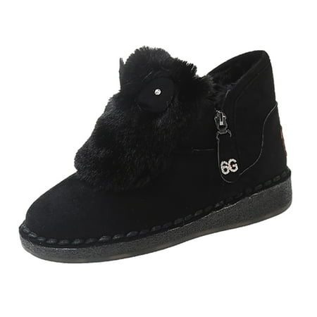 

WANYNG Boots Shoes Thicksoled Winter Plush Short Colorblock Thermal Wedges Women s Women s Boots Women S Boots No Heel Suede Platform Heels