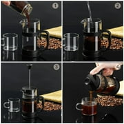 PARACITY Plastic lid French press black 350ml,Camping Mini Coffee/Tea Press of 304 Stainless Steel Filter and Heat Resistant Glass