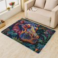 thumbnail image 2 of 2x3 Rugs Colorful Hippo Area Rug, Tropical Themed Carpet for Living Room Bedroom Entryway Animal Patterned Indoor Home Decor, Non Slip Soft & Low Pile Small Washable Rug ZH&248, 2 of 7