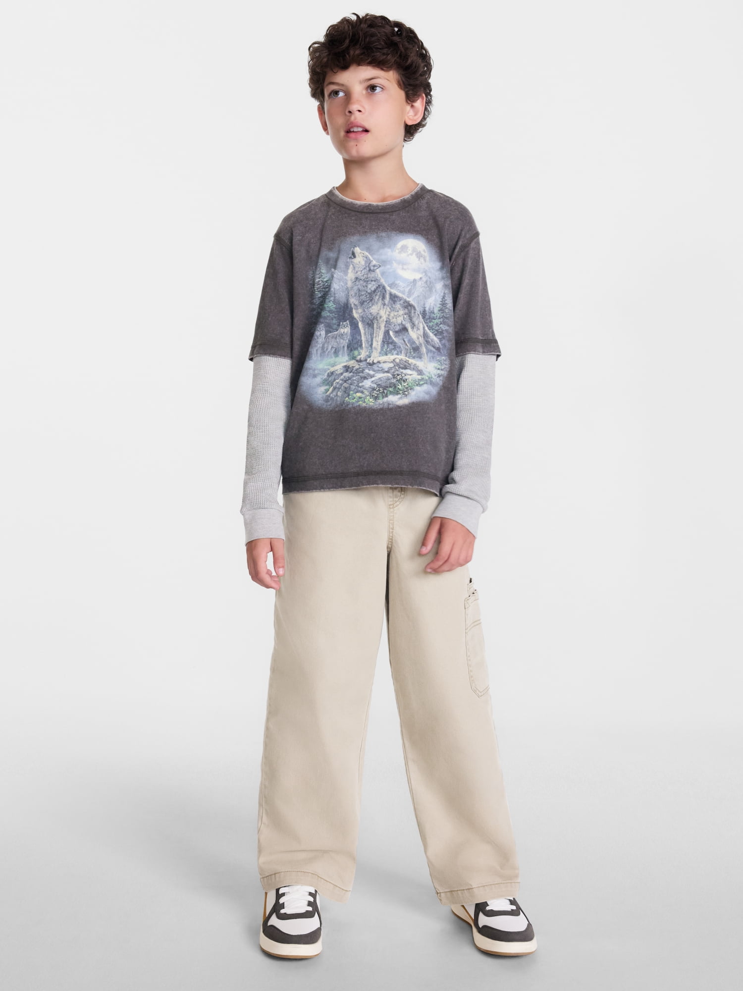 Weekend Academy Cotton Cargo Pants with Wide Leg, Sizes 4-18 & Husky