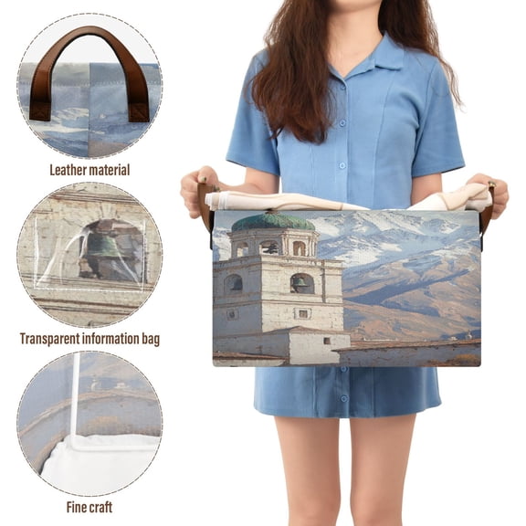 BZSMCE Collapsible Fabric Cube Storage Bins White Bell Tower Design Pattern Storage Box