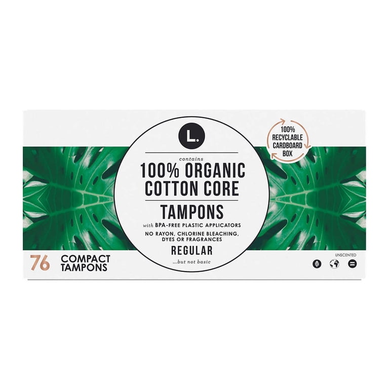 L. Organic 100% Cotton Core Tampons Regular, 76 Count - Walmart.com
