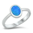 thumbnail image 1 of Oval Blue Simulated Opal Classic Solitaire Ring Sterling Silver Size 9, 1 of 3