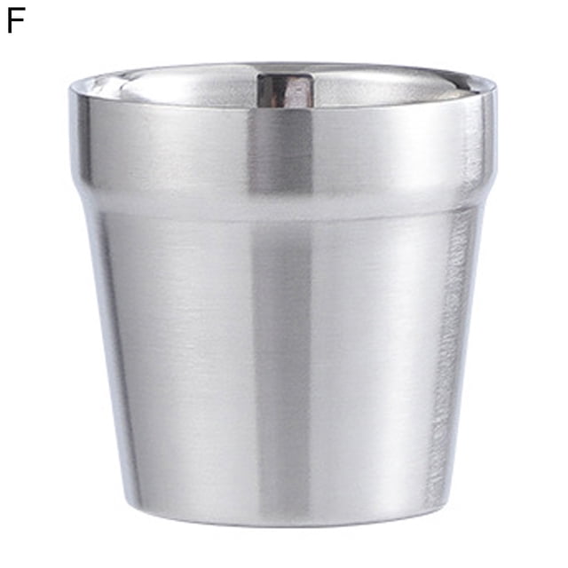 ENJOYW 175ML Tasse à Eau Résistant à la Chaleur en Acier Inoxydable Minimaliste Double Couche Conception Tasse à Boire Fournitures Ménagères Tasse à Eau