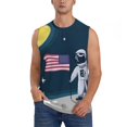 thumbnail image 2 of Picia Astronaut With USA Flag mens Cotton Tank Undershirts , Moisture-wicking Ribbed Tanks, Lightweight Cotton Tank Undershirts-Large, 2 of 8