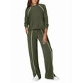 thumbnail image 2 of Lounge Sets for Women 2 Piece Fall Outfits Wide Leg Pants Matching Sets Womens Clothing Khaki XS, 2 of 6
