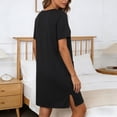 thumbnail image 5 of Nursing Night Gown for Breastfeeding Summer Short Sleeve Scoop Neck Side Slit Zip Up Sleep Dress with Pockets Sleepwear, 5 of 7