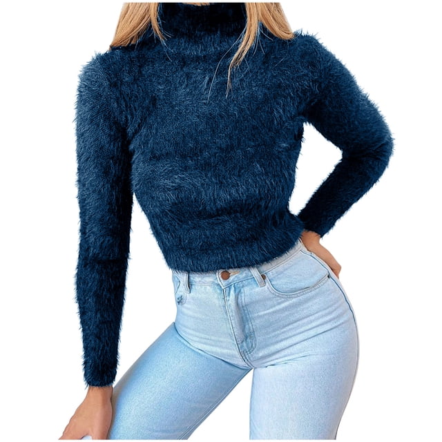 GigrtiJin Chandails à Col Roulé pour Femmes Décontractés Couleur Unie Slim Crop Top Mode Confortable Blouses Décontractées
