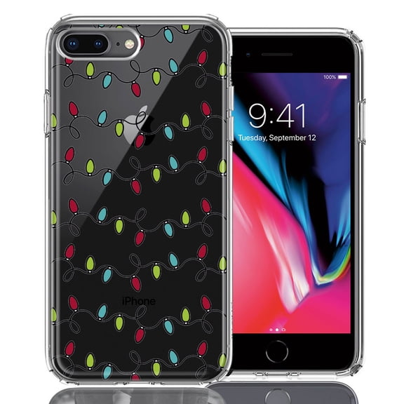 MUNDAZE For Apple iPhone 7/8 Plus Vintage Christmas Lights Design Double Layer Phone Case Cover