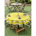 thumbnail image 5 of Outdoor Tablecloth with Umbrella Hole, Yellow Moire Spillproof Waterproof Outdoor Table Cover, Water Ripple Stripe Farmhouse Patio Tablecloths for Party/Garden/Picnic, Round 60 inch, 5 of 9