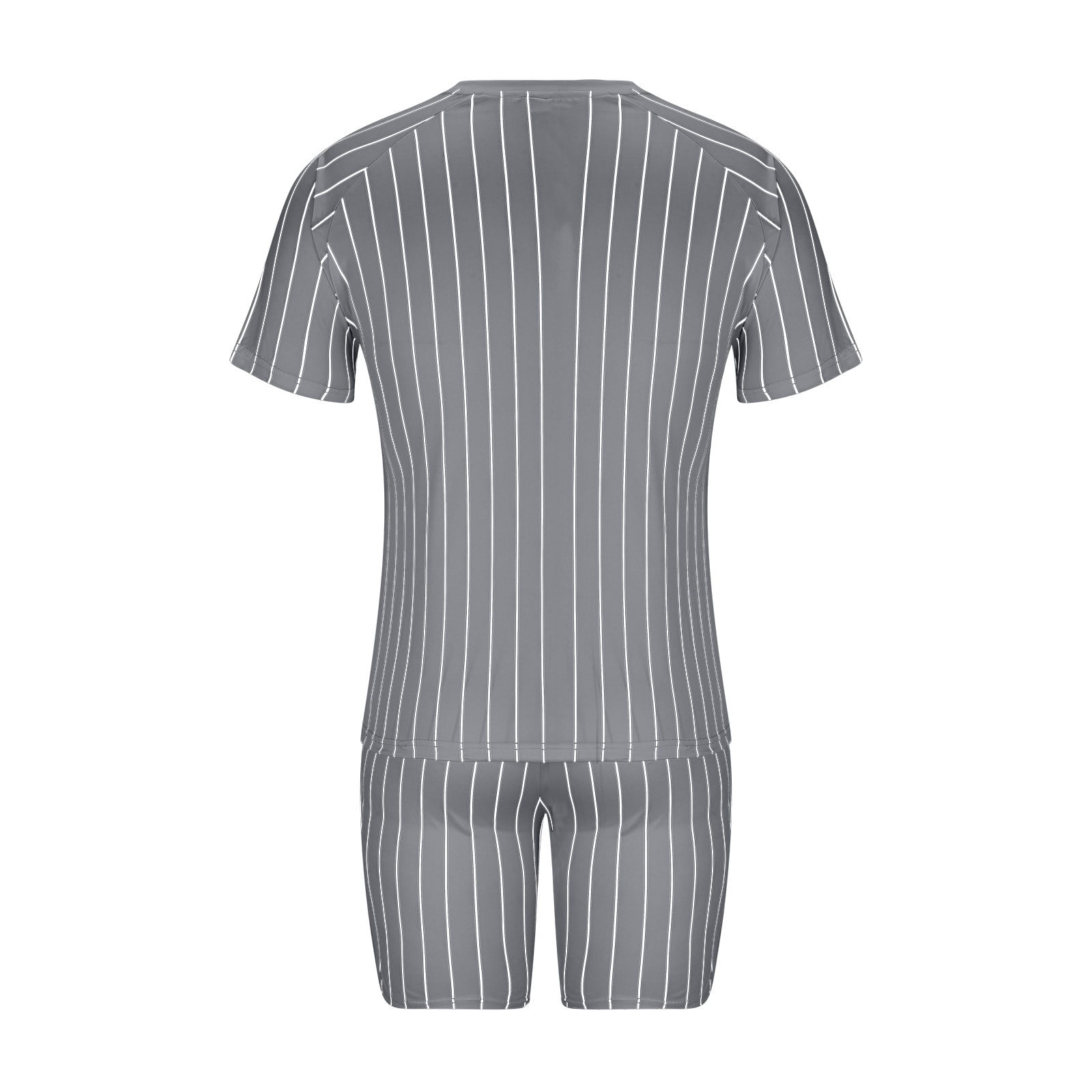 【2plan】Clean Stripe Two Pocket Short Sleeve Shirt Penkiiy Mens Short Sets 2 Piece Outfits Men's Striped T