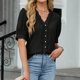thumbnail image 5 of Eres Más Que una Camisa de Puntuación de Prueba Boho Top Manga Corta Cuello Redondo Blusa Suelta, Detalle de Encaje Color Sólido Desgaste de Verano Casual, Mezcla de Poliéster Spandex, 5 of 9