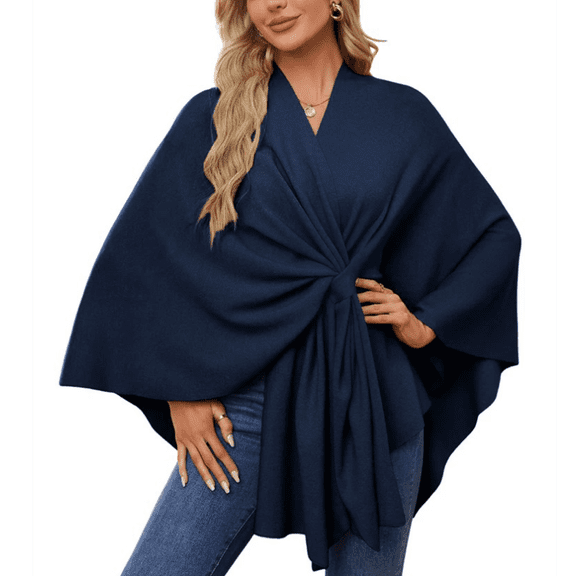 Women's Elegant Shawl Wraps Soft Open Front Poncho Sweater for Spring Fall Winter