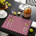 thumbnail image 4 of Pink Brown Heart Checkered Pattern Summer Placemats Table Placemats Set Of 4-Linen Kitchen Washable Placemats Table Mats 11.8"x17.7" Non-Slip Heat Resistant, 4 of 6