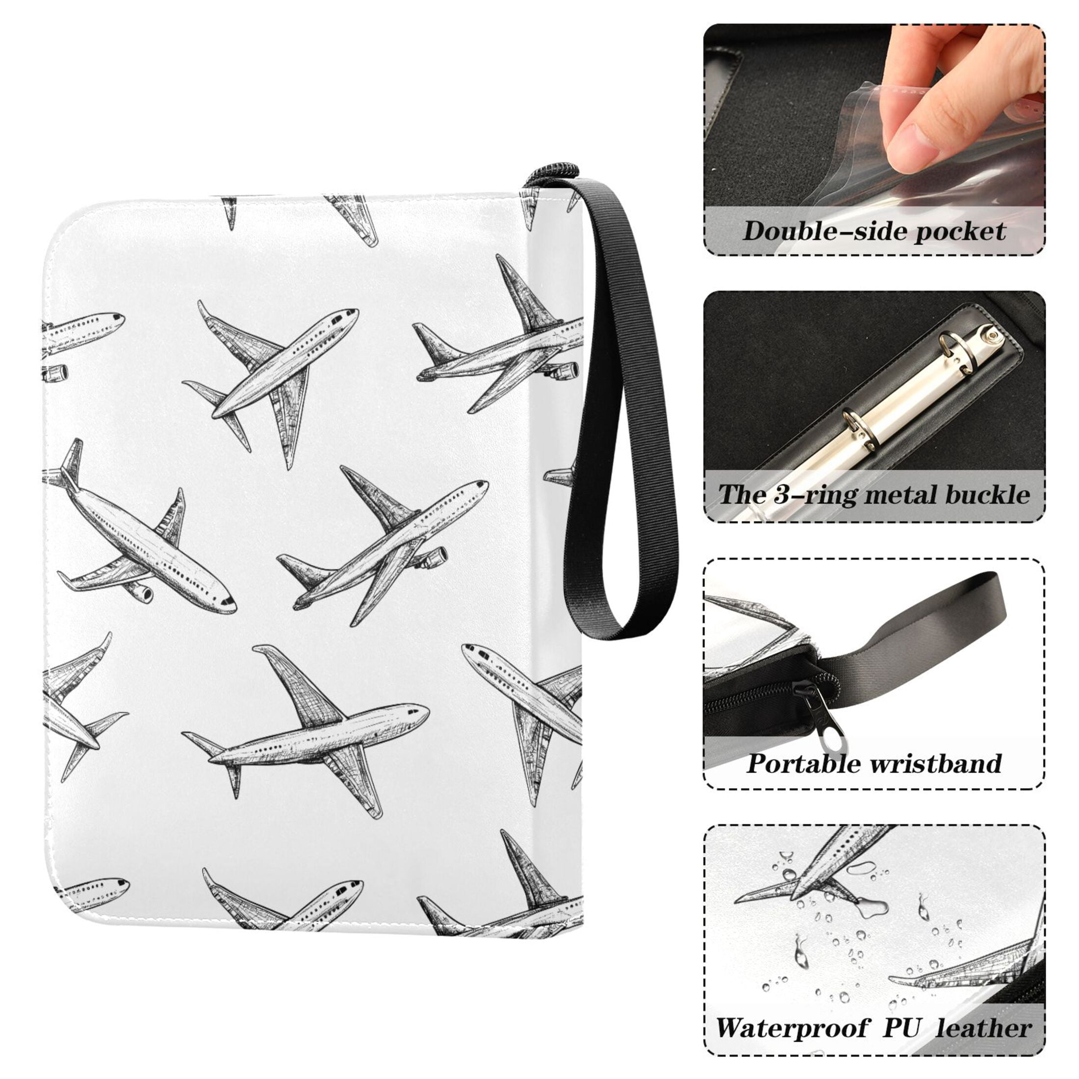 ALAZA Airplane Retro Trading Card Binder 4 Pocket Cards Collection Album 400 Folder Holder