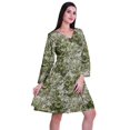 thumbnail image 3 of Moomaya Designer Printed Short Flared Dress Full Sleeve Velvet Tunic Dresses For Women, 3 of 7