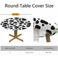 thumbnail image 2 of Cow Skin Tablecloth Round Black White Spots Plaque Print Waterproof Wipeable Table Cloth Cover Table Pad Cover for Dining Room Fits 40-44 inch, 2 of 6