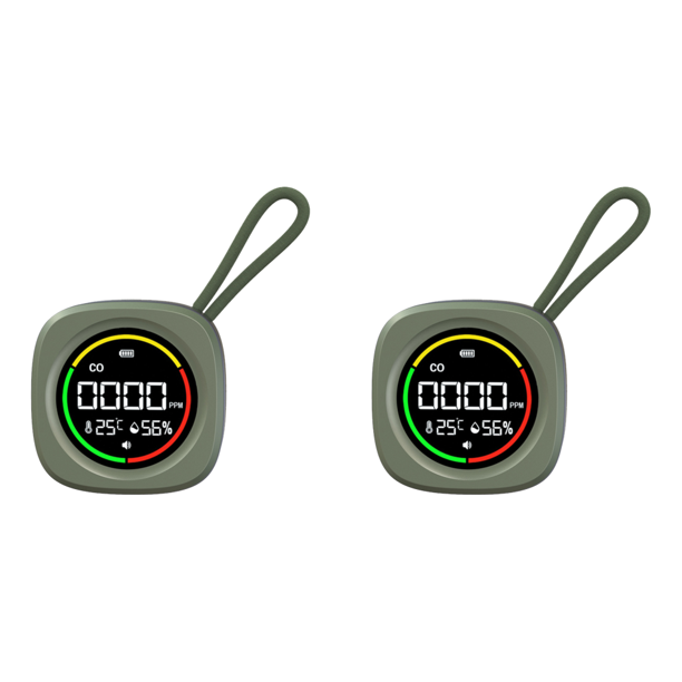 3 en 1 CO Temperatura Detector de humedad Sensor HD LCD Pantalla para viajar verde