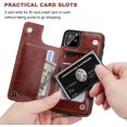 thumbnail image 4 of iPhone 11 Pro Max Wallet Case with Card Holder,REQO PU Leather Kickstand Card Slots Case,Double Magnetic Clasp and Durable Shockproof Cover for iPhone 11 Pro Max 6.5 Inch(Brown), 4 of 7
