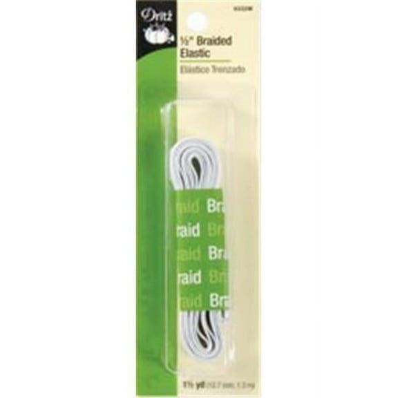 Dritz Braided Elastic 1/2"X1-1/2yd-White