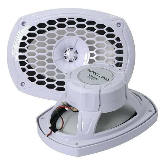 WZ69MW 6x9-Inch 2-Way Marine Speaker, 1200W Max, 4 Ohms, 20oz Magnet, White Injection Cone with Rubber Edge for Boats and Outdoor Audio (2 Speakers)