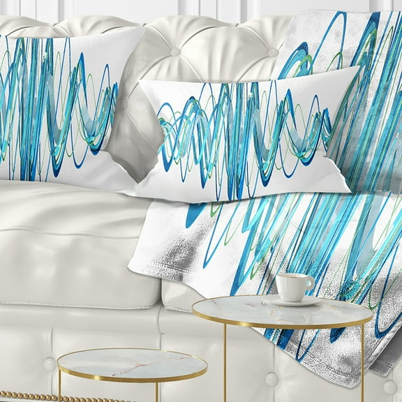 Designart Blue Circled Waves - Abstract Throw Pillow - 12x20