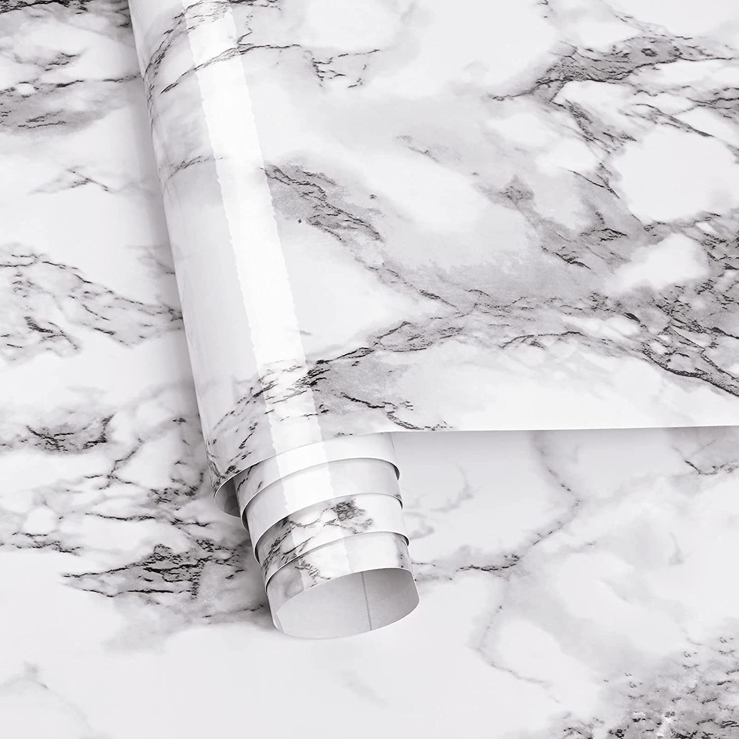 Caltero Marble Wallpaper Black White Granite Wallpaper Peel and Stick Self Adhesive Contact Paper,15.7" x 394"