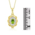 thumbnail image 4 of RYLOS Matching Set Yellow Gold Plated Silver Floral Halo Design: Pendant Necklace & Ring. Gemstone &  Diamonds, 18" Chain. 6X4MM Peridot August Birthstone; Size 6, 4 of 6