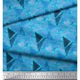 thumbnail image 3 of Soimoi Blue Poly Georgette Fabric Facets Triangle Geometric Print Sewing Fabric Yard 42 Inch Wide, 3 of 3