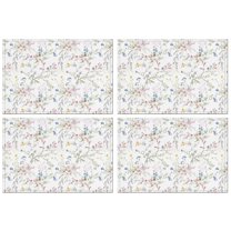 Pioneer Flower Floral Print Pattern Summer Placemats Table Placemats Set Of 4-Linen Kitchen Washable Placemats Table Mats 12x18 Inch Non-Slip Heat Resistant