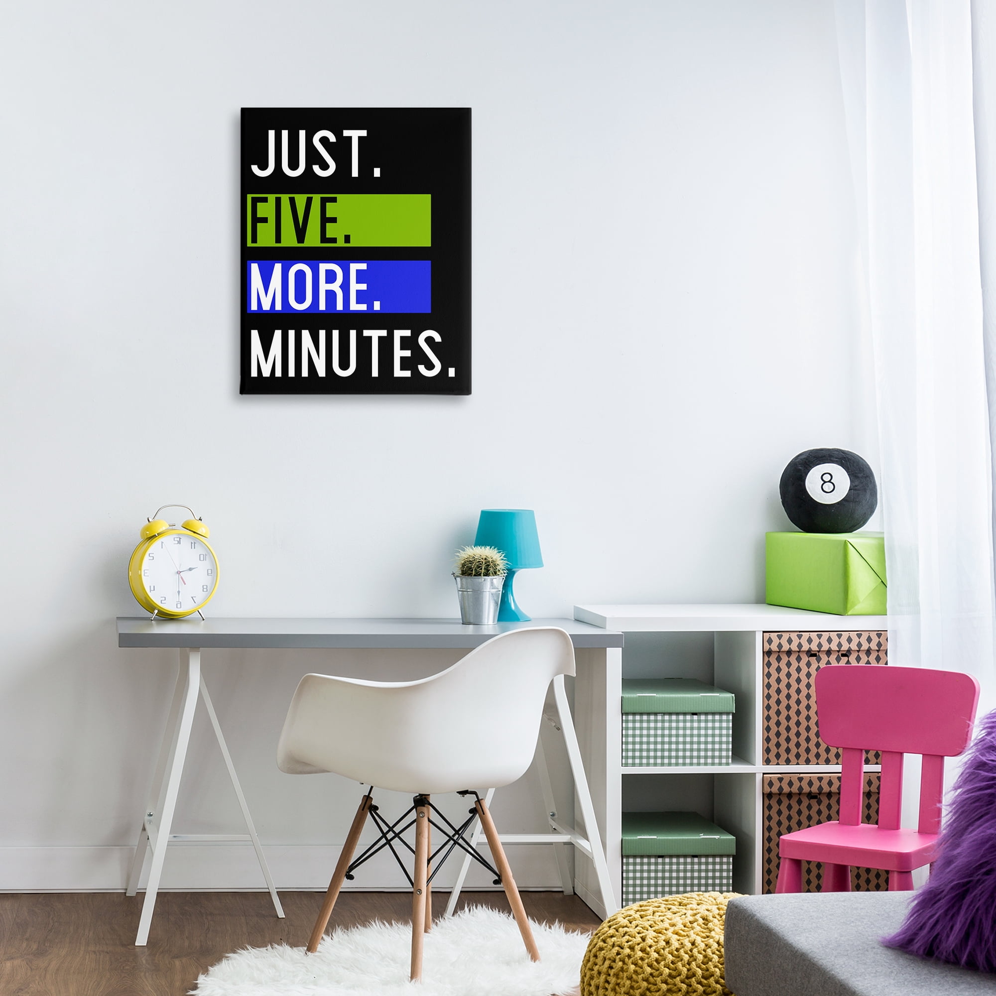 Stupell Industries Five More Minutes Typography Painting Gallery Wrapped Canvas Art Print Wall Art, 24 x 30