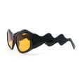 thumbnail image 3 of Womens Mod Angular Brow Cat Eye Thick Wavy Arm Plastic Sunglasses Black - Yellow, 3 of 4