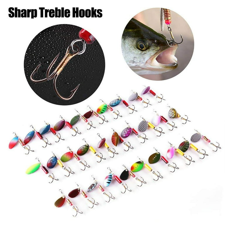 Fishing Spinner Lures Kit 30-Piece Hard Fishing Spinner Lure Set With Tackle Box - Metal Spoons For Trout, Bass, Salmon Assorted Fishing Bait Fishing Spinner Lures Kit 30-Piece Hard Fishing Spinner Lure Set With Tackle Box - Metal Spoons For Trout, Bass, Salmon Assorted Fishing Bait