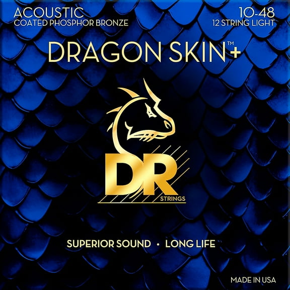 DR Strings Dragon Skin  Coated Accurate Core Technology 12-String Phosphor Bronze Acoustic Guitar Strings 10 - 48