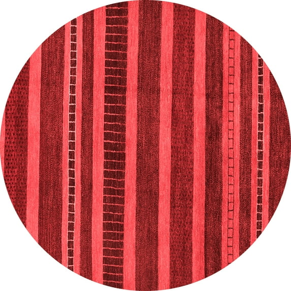 Ahgly Company Machine Washable Indoor Round Abstract Red Modern Area Rugs, 7' Round