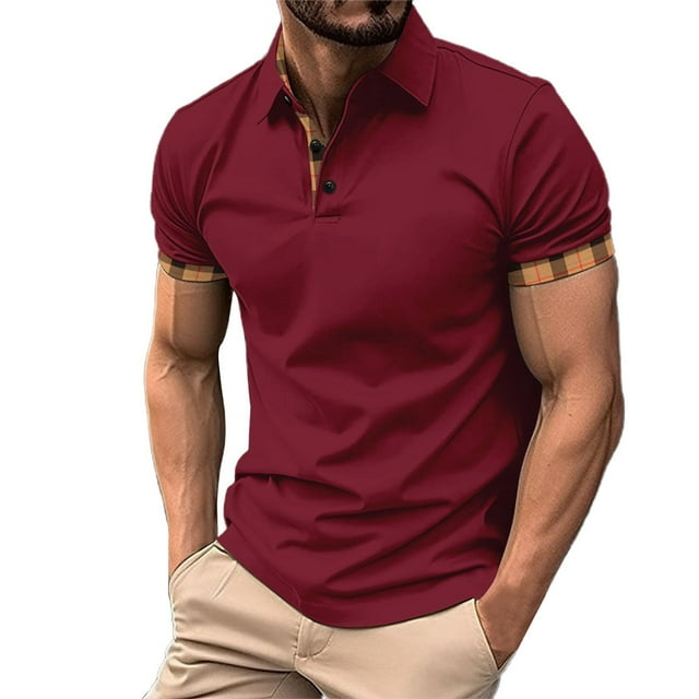 FhsagQ Men's Shirts Men Shirts Tops Super Fit Men'S Spring and Autumn Casual Button down Solid Color Shirt Short Sleeve Sleeve Shirt Men's Shirts Tops Long Super Fit Red XXL