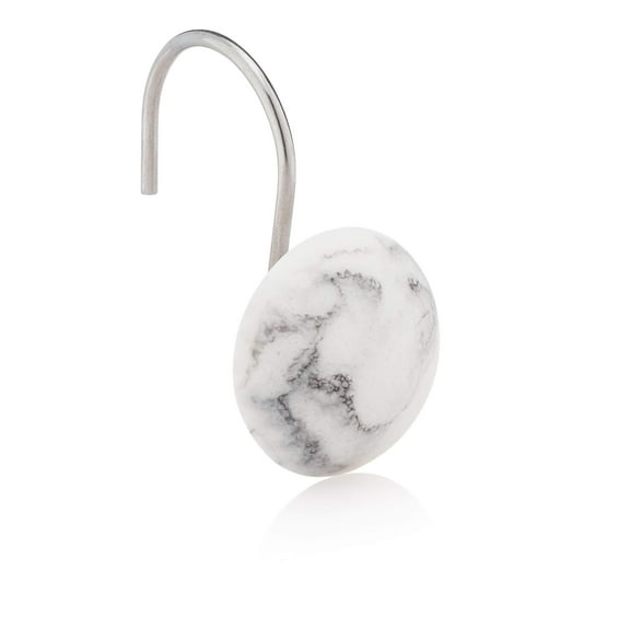 Essentra Home White 12-Piece Shower Curtain Hook Set Features Rust Free Chrome Hook, Blanc Collection