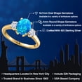 thumbnail image 2 of Gem Stone King 18K Yellow Gold Plated Silver Simulated Blue Opal and White Moissanite Engagement Ring for Women | 1.02 Cttw | Oval Cabochon 9X7MM | Gemstone October Birthstone | Size 8, 2 of 7