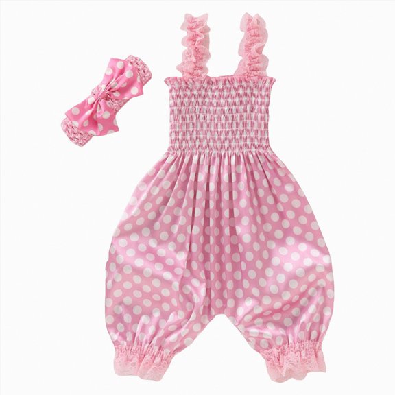 Xudanell Newborn Girl Outfit Colorful Lace Jumpsuit and Hair Accessories Set with Stretch Romper for Infant