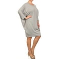 thumbnail image 2 of Women's Plus Size Casual Solid Loose Fit 3/4 Sleeve Dolman Sleeve Midi Dress, 2 of 5
