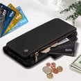 thumbnail image 5 of PU Leather Wallet Case for Motorola Moto G 5G 2025/2026 / Moto G Play 2026 6.7",9-Card Holder, Zipper Bills Slot, Magnetic Shoulder Strap & Wristlet Cover,Black, 5 of 10