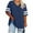 Dark Blue, variant on Ussuma V-Neck Striped Shirt for Women Short Sleeve Solid Color Loose Women's Blouses Pullover Blouse Comfortable Casual Home Beach Holiday Party