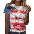 thumbnail image 2 of Gamivast T Shirts fort Women Patriotic American Flag Star Print Crew Neck Slim Fit Tees Soft Breathable Stretchy Short Sleeve Tops Independence Day Fourth of July Summer Holiday Wear, 2 of 5