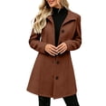 thumbnail image 3 of Tqcoqu Pea Coats For Women Stand Collar Single Breasted Trench Coat Fashion A-Line Fall Winter Jackets, 3 of 9