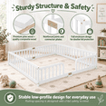 thumbnail image 4 of Miniyam Queen Size Kids Floor Bed with Guardrails, Low-to-Ground Montessori Wood Bed, White, 4 of 7